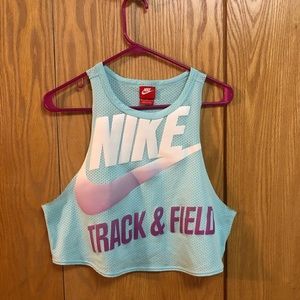 Nike Athletic Cropped Muscle Tank Blue Logo Size M
